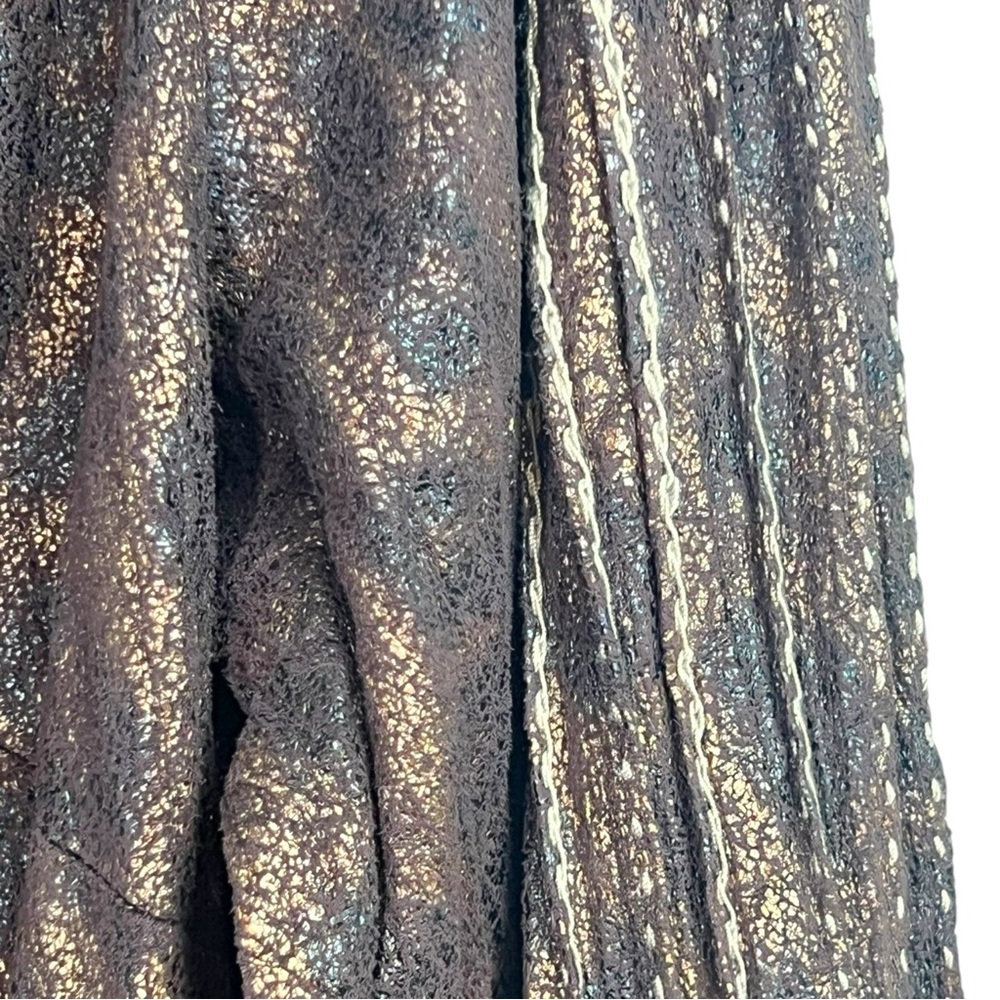 Alberto Makali Metallic Leopard Print Button-Up Blouse XL Long Sleeve Tunic Top - Picture 4 of 10